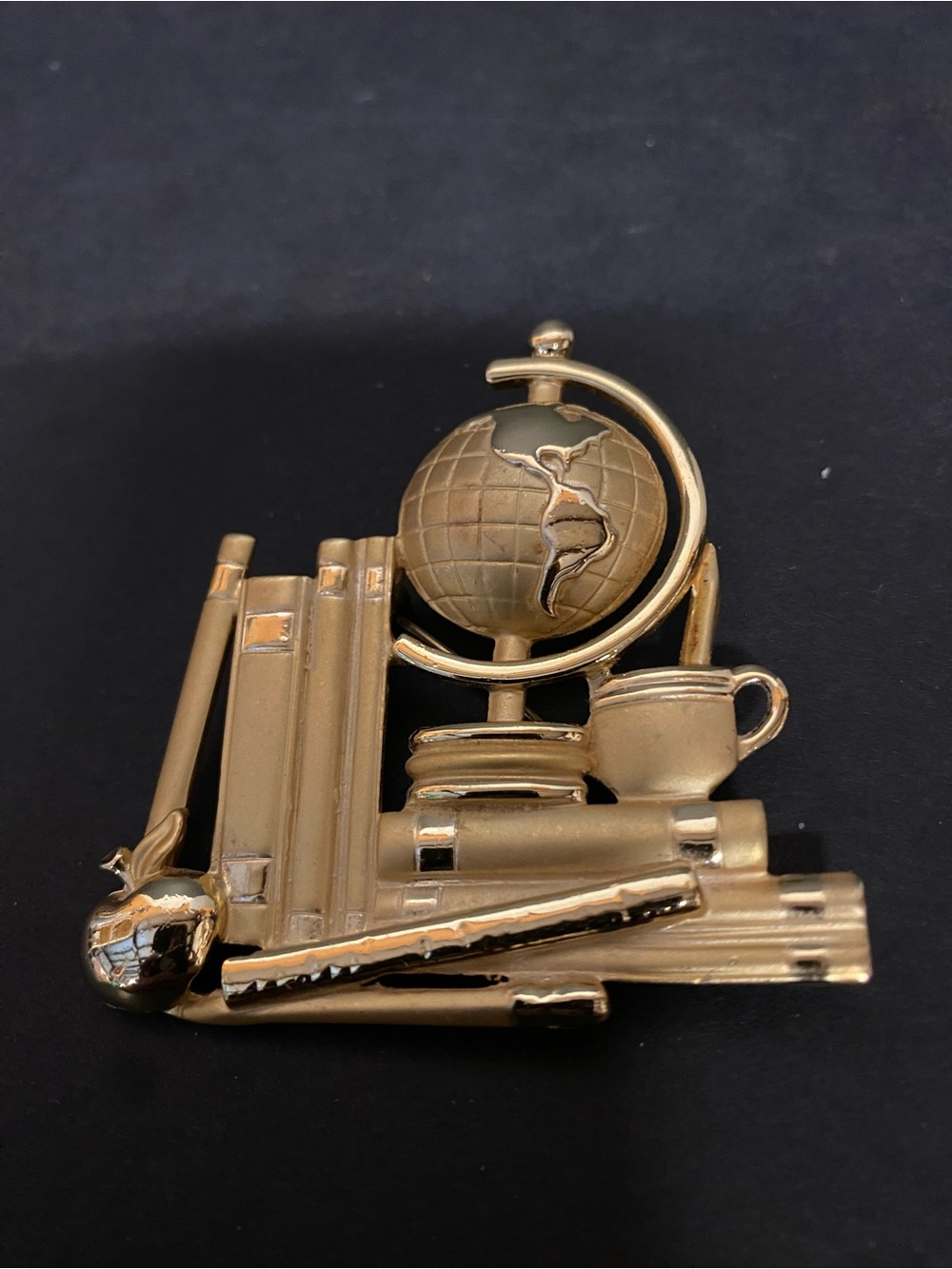 Gold-Tone Globe & Desk Accessory Brooch Pin vintage